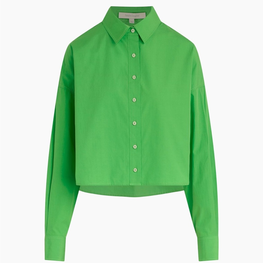 Favorite Daughter Bright Green Cropped Button-Down Shirt